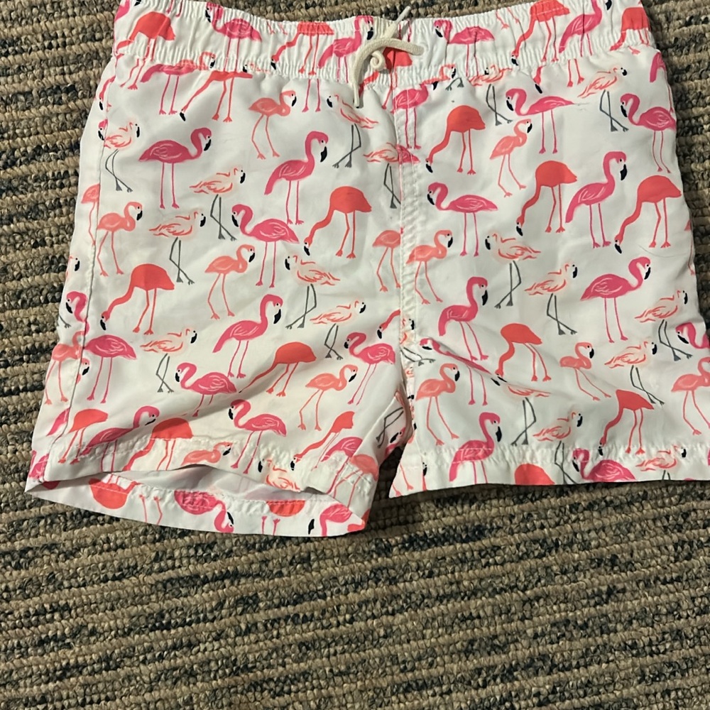 Janie and Jack Pink and Orange Swim Trunks with Elastic Waistband